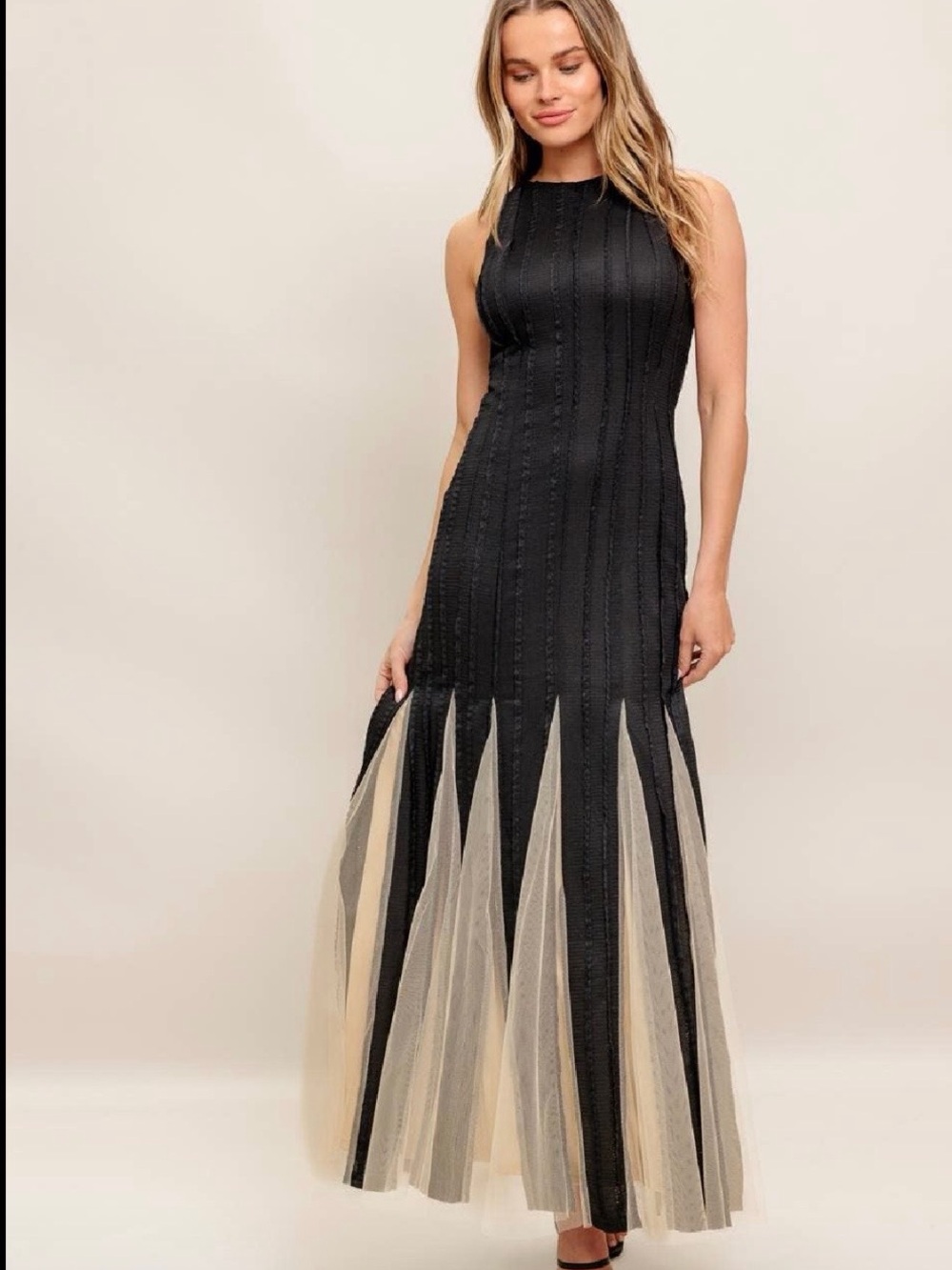 Black and Cream Maxi Dress